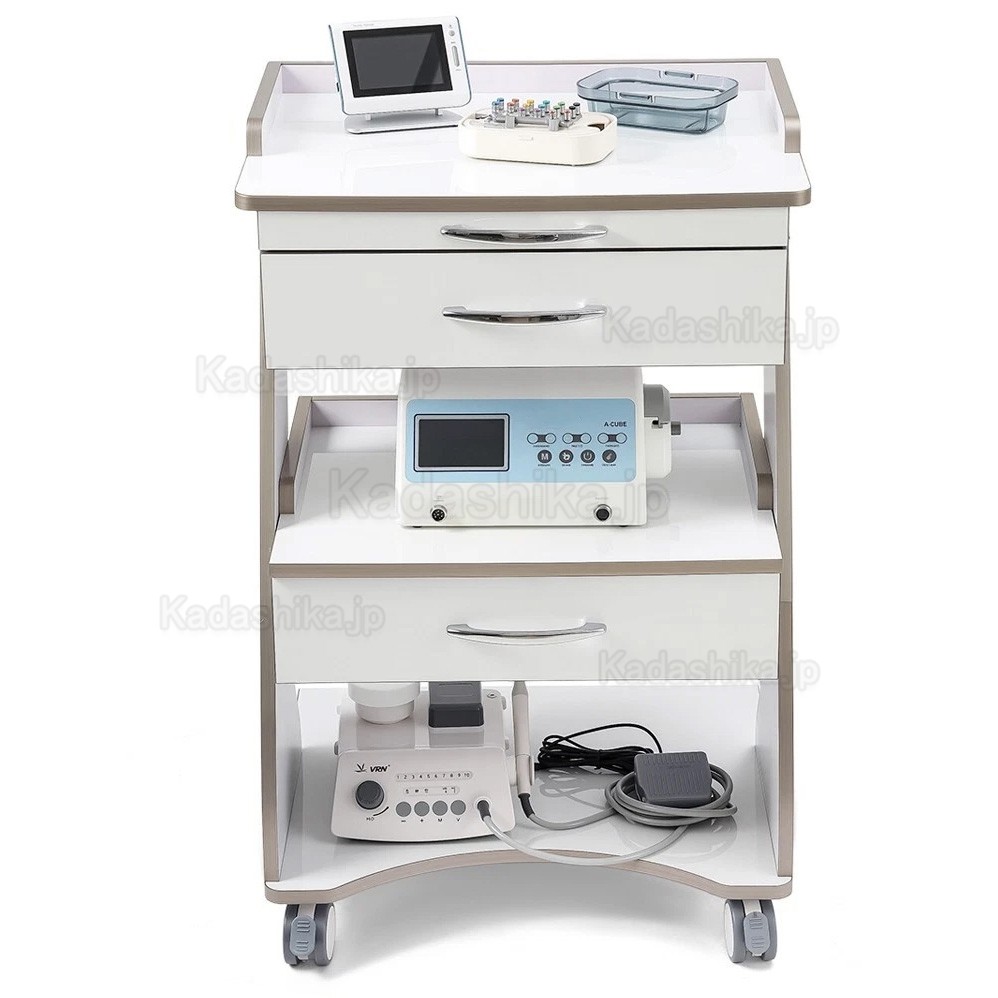 Dentech G06 歯科 モービル キャビネット / ダブルドロワーデンタルカート 器具トレイ付き